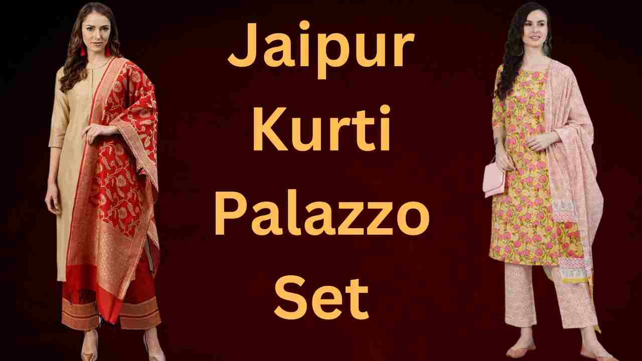 Jaipur Kurti Palazzo Set: Kurti Palazzo Set With Dupatta